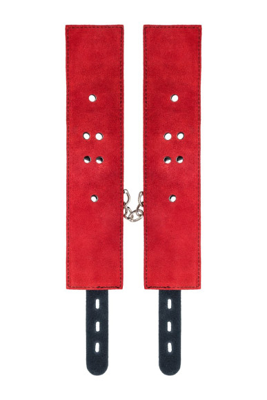 Красно-черные оковы на ноги из кожи