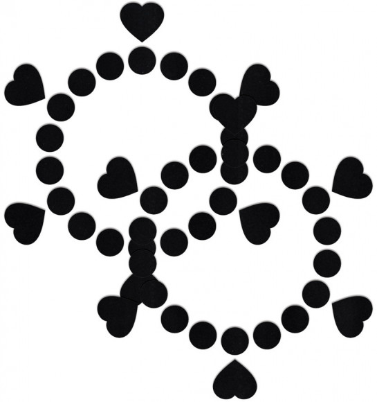 Чёрные открытые пестисы  Круги и сердца 