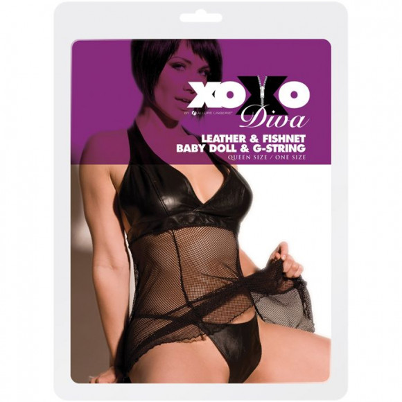 Сорочка с кожаным лифом и трусиками DIVA