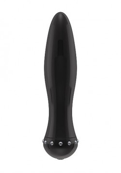 Черный вибратор-торпеда с кристалликами The Gem Black - 16,6 см.