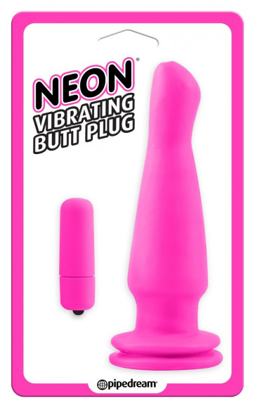Розовая анальная вибропробка Vibrating Butt Plug - 14,5 см.
