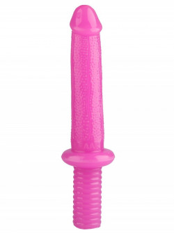 Розовый анальный стимулятор с ограничителем - 31 см.
