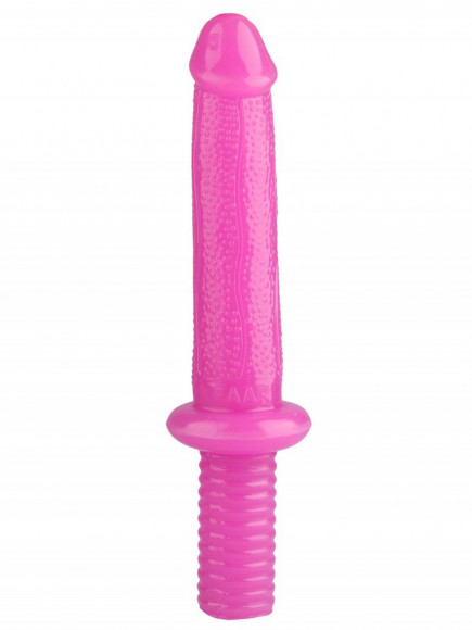 Розовый анальный стимулятор с ограничителем - 31 см.