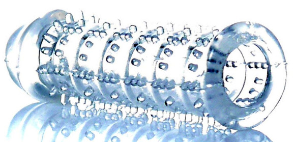 Прозрачная насадка на пенис с рельефом - 12 см.