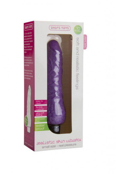 Фиолетовый вибратор-реалистик Realistic Skin Vibrator Small - 16,3 см.