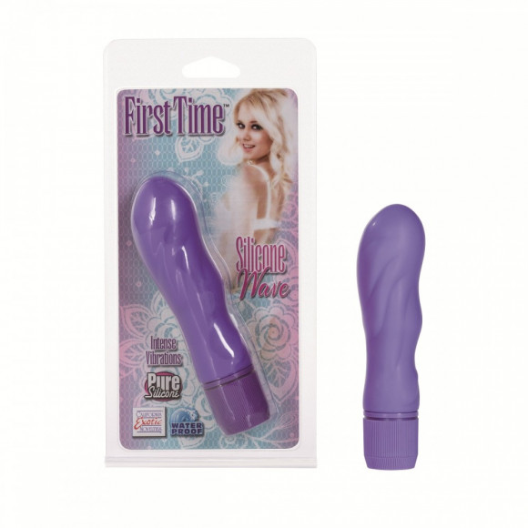 Сиреневый рельефный вибратор First Time Silicone Wave - 13 см.