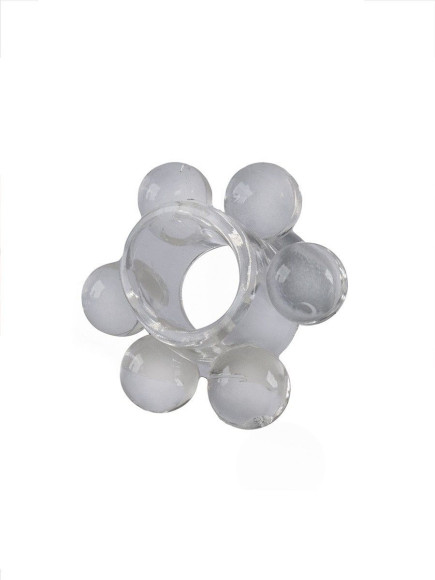 Прозрачное эластичное эрекционное кольцо с 6 шариками