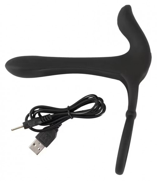 Черная насадка на член с вибрацией Couple’s Vibrator