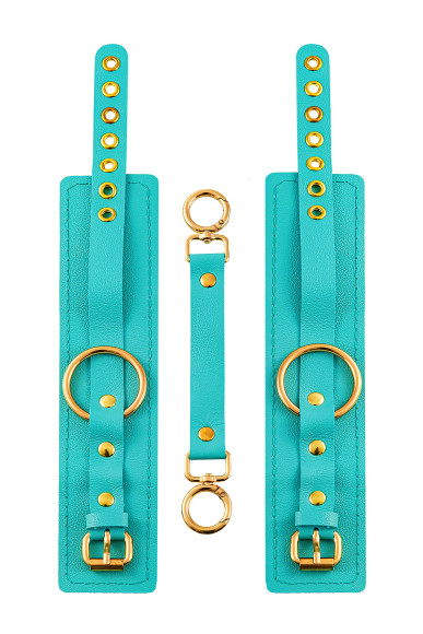 Голубые однослойные кожаные оковы