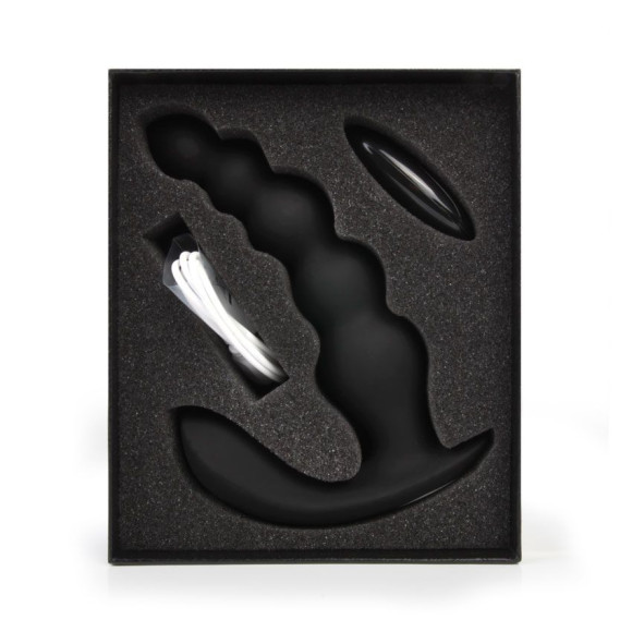 Черная анальная виброёлочка Anal Bead Vibrator с пультом ДУ