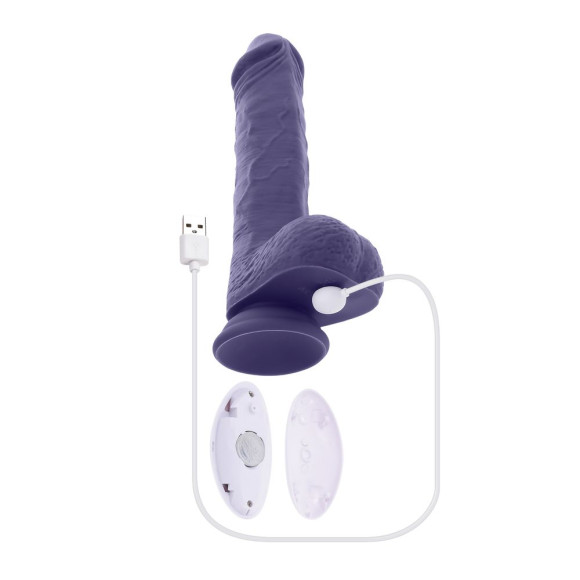 Фиолетовый вибратор на присоске с поступательными движениями Pleasure Rider - 22,2 см.