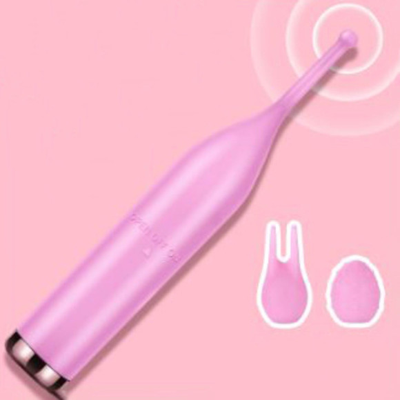 Розовый клиторальный стимулятор «Оки-Чпоки» с 2 сменными насадками