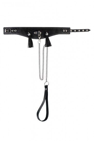 Черный ошейник с кисточками
