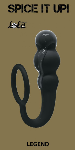 Чёрное эрекционное кольцо Legend с анальным стимулятором 