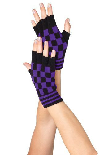 Клетчатые перчатки с открытыми пальчиками