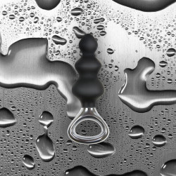 Чёрная анальная елочка с ручкой Jolie Platinum Plug Medium из силикона -  13,4 см.