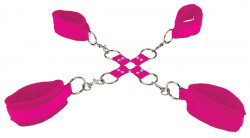 Розовый комплект оков  Velcro hand and leg cuffs