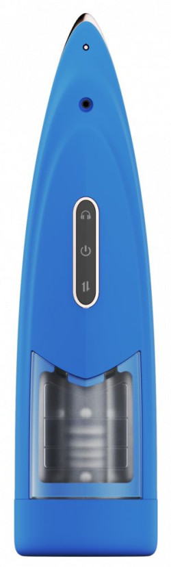 Синий мастурбатор с ротацией и аудиосопровождением