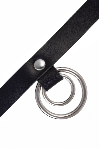 Черный чокер-ошейник с кольцом в кольце