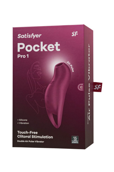 Малиновый вакуум-волновой стимулятор клитора с вибрацией Pocket Pro 1