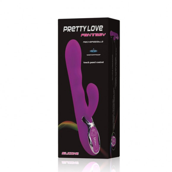 Перезаряжаемый вибратор Fantasy с клиторальным отростком - 22,5 см.