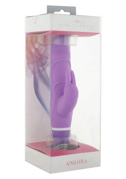 Фиолетовый вибромассажёр с клиторальной стимуляцией VIBE THERAPY ANGORA - 15 см.