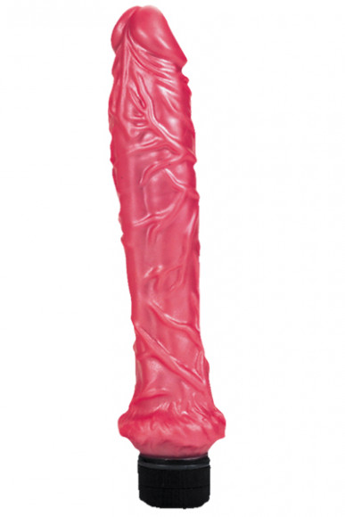 Розовый вибратор-реалистик с фантастическим рельефом - 25,4 см.