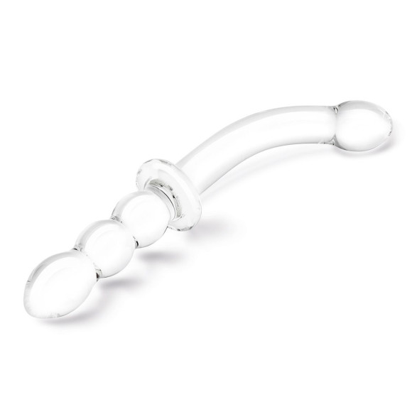 Прозрачный ребристый двусторонний стимулятор Ribbed G-Spot - 20 см.